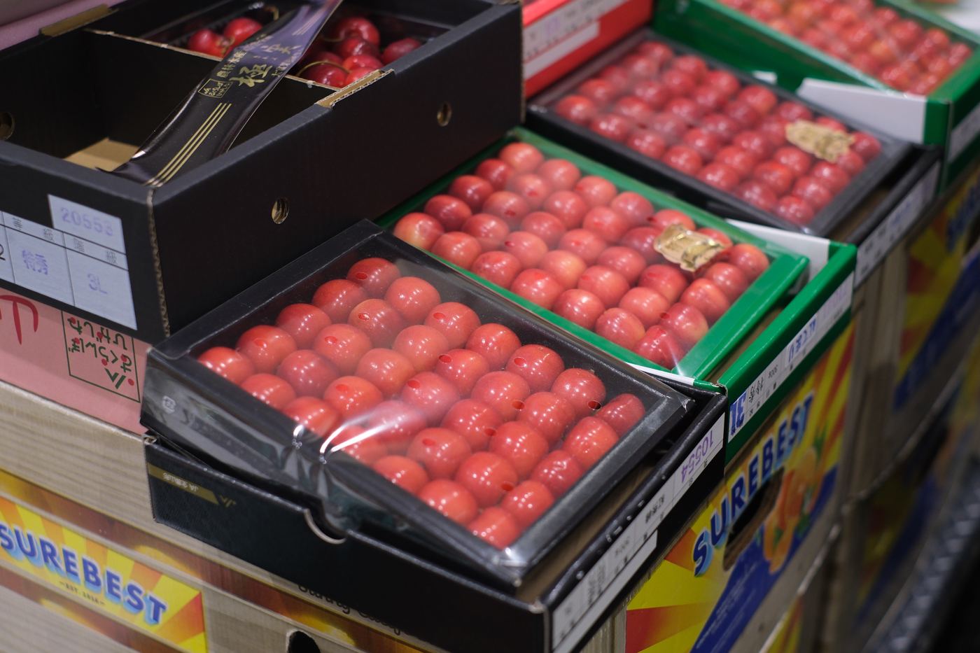 Premium cherries in gift trays