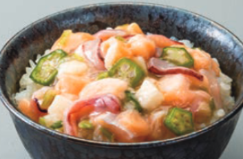 Salmon and Squid Rice Bowl