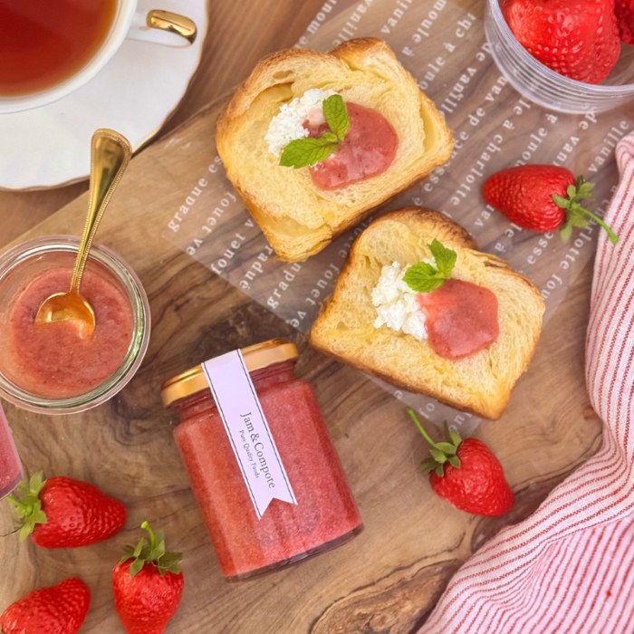Strawberry jam served on toast